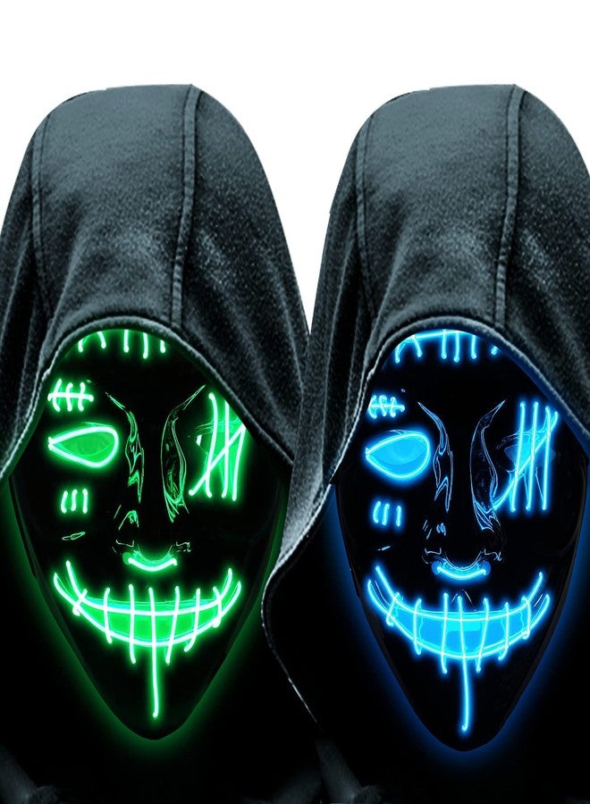 GAOMON 2PACK Halloween Led Mask Light Up Scary Mask Purge Mask with 3 Lighting Modes for Halloween Cosplay Costume. - Image 1